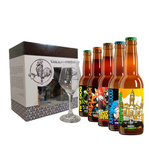 Iron -sort of beer selection 5 x 0.33l + glasses